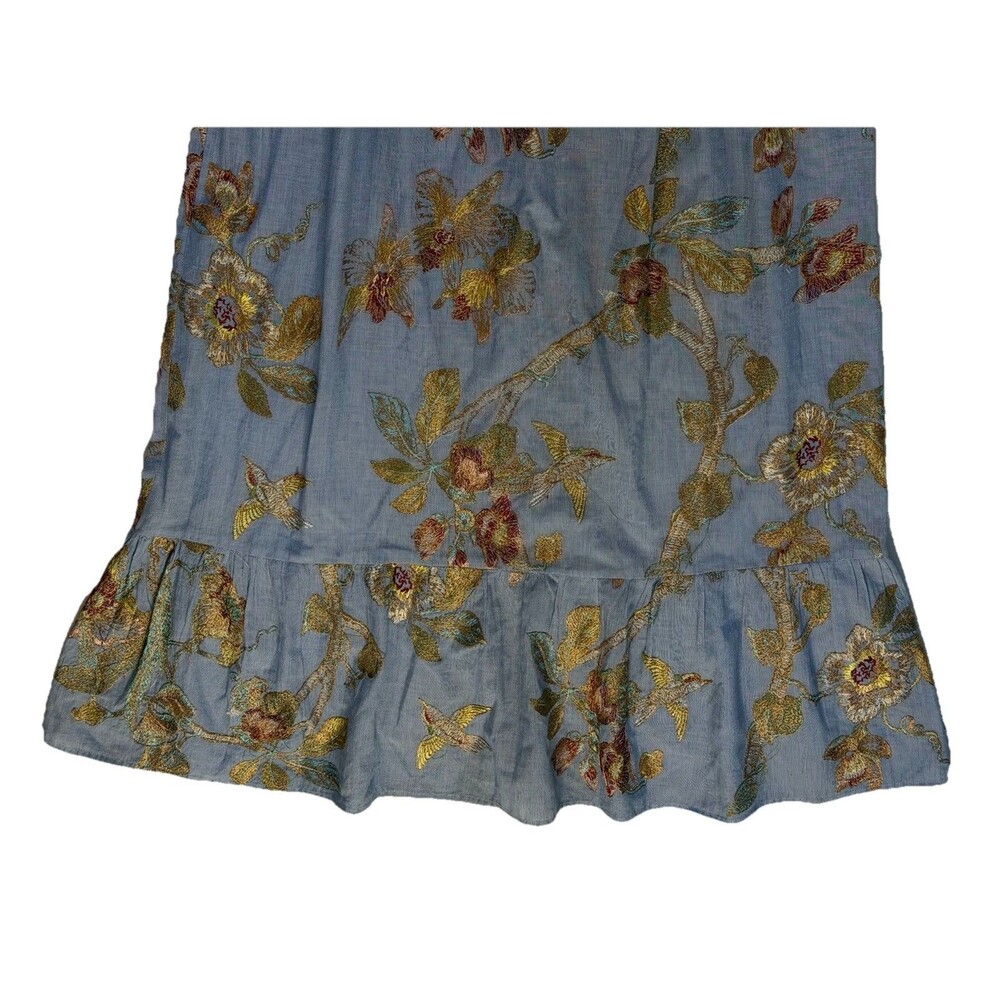 Rose And Rose Blue Embroidered Floral Midi Dress Small Tie Waist Cottagecore - Picture 8 of 10